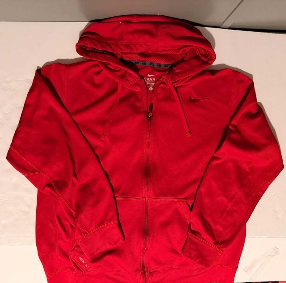 Nike Therma-Fit Red Full Zip Hoodie Sweatshirt Men's Size L